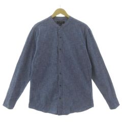 バナナリパブリック BANANA REPUBLIC SLIM FIT ダンガリーバンドカラーシャツ 192167-00 長袖 コットン ブルー系 青系 L