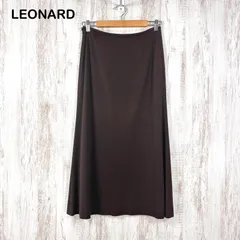 LEONARD レオナール ワンポイントロゴ刺繡 Aライン ロングスカート ブラウン レディースのサムネイル