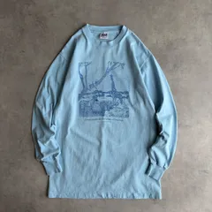 80s/anvil/アンビル/長袖Tシャツ/ロンT/USA製/アメリカ製/アニマルプリント/動物/風景/ブルー/jmaple