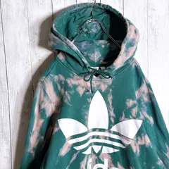 【海外モデル】adidas originals トレフォイル グリーン タイダイ ブリーチ スウェット パーカー #304