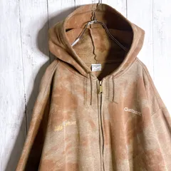 【海外モデル】carhartt タイダイ ブリーチ ブラウン フルジップ スウェット ヘビーウェイトジップパーカー#309