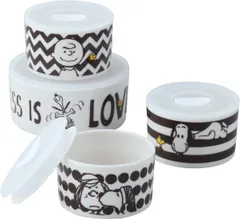 【未使用品】山加商店 PEANUTS スヌーピー モノトーン レンジパック 4点セット SN30-82-4