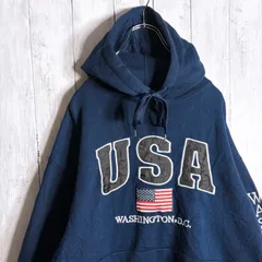 【海外モデル】90s 古着 ネイビー USA  アメリカ スウェット パーカー #342