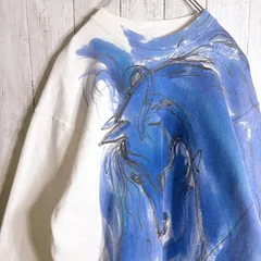 【入手困難/お宝古着】90s Vintage 古着 ホワイト アート スウェット トレーナー #h351