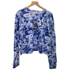 チャンピオン CHAMPION U.S.NAVY Tシャツ 長袖 プリント タイダイ カットアウト XL 青 ブルー 白 ホワイト 022022 570480