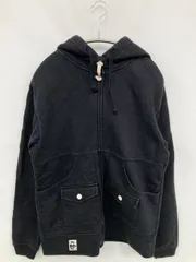 CHUMS チャムス パーカー S ブラック コットン 無地 ブランドロゴ ジップアップ 長袖