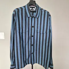 トミーヒルフィガー L リネン 麻 シャツ シャツ M-長袖-677