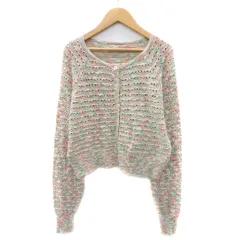 ティーナジョジュン TINA：JOJUN カーディガン ミドル丈 オーバーサイズ M マルチカラー 緑 グリーン /YK28