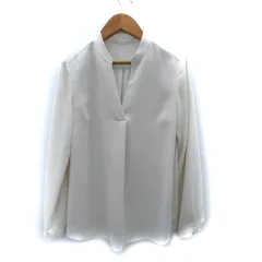 ロペ ROPE ブラウス カットソー 長袖 スリットネック 36 S 白 ホワイト /SM26