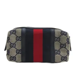 グッチ GUCCI シェリーライン GGキャンバス ミニ ポーチ ネイビー