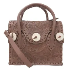 カービングトライブス グレースコンチネンタル CARVING TRIBES マエストラ ショルダーバッグ ハンドバッグ 2WAY レザー 牛革 皮革 総柄 ライトブラウン IBO87