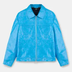 リプレゼント メンズ アウター ジャケット・ブルゾン レザー Represent Mens Leather Panelled Tailored Fit Jacket Electric Blue ブルーのサムネイル