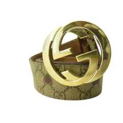 グッチ GUCCI インターロッキングG ベルト GG柄 レザー ベージュ 茶 ブラウン 0315 IBO92