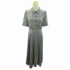 ザラ ZARA プリーツ ワンピース チェック柄 半袖 ロング丈 XS 青 白 ブルー ホワイト系 0730