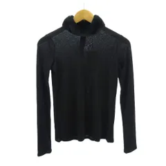 ザラ ZARA タグ付き カットソー 衿 フェイクファー シースルー 長袖 M 黒 ブラック 0114