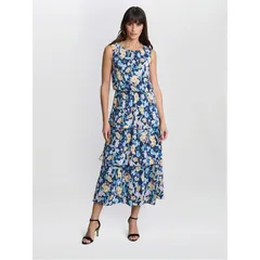 ジーナバッコーニ レディース トップス ワンピース フラワー柄 プリント フラワー Gina Bacconi Zara Floral Print Plisse Tier Dress NAVY MULTI ネイビー