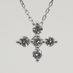 コロン可愛いクロス☆K18WGダイヤモンドネックレストップ0.3ct18金 