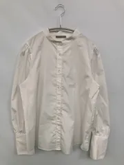 theory luxe シャツ/ブラウス 038 ホワイト コットン 無地 ミドル丈 長袖 スタンドカラー
