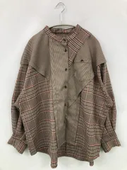 NICOLE CLUB ニコルクラブ シャツ/ブラウス 38 ブラウン チェック柄 ミドル丈 長袖 スタンドカラー