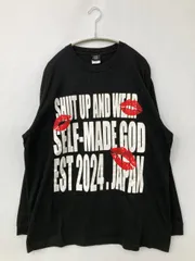 SELF-MADE GOD Tシャツ/カットソー XL ブラック 前面プリント ブランドロゴ ミドル丈 長袖 クルーネック(丸首)