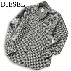 DIESEL ディーゼル 通年 ロゴ★ 長袖 ギンガムチェック ウエスタン シャツ Sz.S メンズ