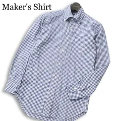 Maker's Shirt メーカーズシャツ 鎌倉 通年★ 長袖 ボタンダウン ギンガムチェック シャツ Sz.37-81 メンズ ネイビー 日本製