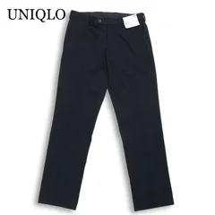 【新品 未使用】 UNIQLO ユニクロ 通年★ ストレッチ スリムフィット スラックス パンツ Sz.79cm メンズ 黒