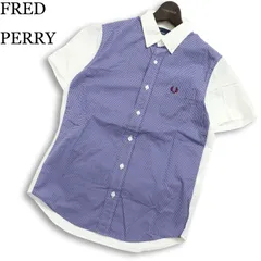 イタリア製生地★ FRED PERRY フレッドペリー 春夏★ 半袖  切替 ロゴ刺繍 ギンガムチェック シャツ Sz.XS メンズ
