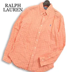 RALPH LAUREN ラルフローレン 春夏 ポニー刺繍★ 長袖 スリムフィット  ギンガムチェック ボタンダウンシャツ Sz.L メンズ