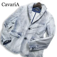 CavariA キャバリア 通年★ デニム ストレッチ ウォッシュ＆USED加工 アンコン デニム テーラード ジャケット Sz.44 メンズのサムネイル