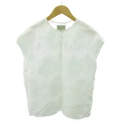 ユナイテッドアローズ UNITED ARROWS 薄手 カットソー アップリケ 総柄 ノースリーブ 38 白 ホワイト 1024 ■YHS6
