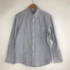 無印良品 ボタンダウンシャツ メンズ M グレー×ストライプ 3241202603160002