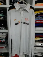 アンサン Champion OK貯蓄銀行 長袖 カラーTシャツ 白