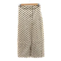 ナイスクラップ NICE CLAUP ナチュラルクチュール natural couture フレアスカート ロング丈 マキシ丈 スリット ドット柄 F ベージュ /YK11