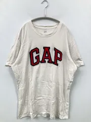 GAP ギャップ Tシャツ/カットソー L ホワイト 前面プリント ブランドロゴ ミドル丈 半袖 クルーネック(丸首)