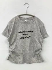 Tシャツ/カットソー XL グレー 無地 前面プリント ミドル丈 半袖 クルーネック(丸首)