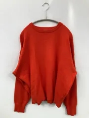 UNIQLO:C ユニクロシー ニット/セーター XL オレンジ コットン ニット 無地 ミドル丈 長袖 クルーネック(丸首)