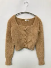 カーディガン/ボレロ ベージュ ナイロン ニット 無地 ショート丈 長袖