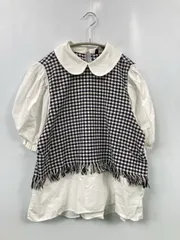 ZARA ザラ シャツ/ブラウス S ブラック コットン チェック柄 フリンジ ミドル丈 半端袖