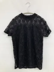 OLIVE des OLIVE オリーブデオリーブ Tシャツ/カットソー F ブラック レース ミドル丈 半袖 タートルネック/ハイネック