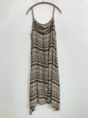 NAVY ネイビー ワンピース L ベージュ その他総柄 袖なし フレア