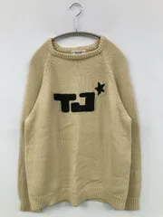 TINA:JOJUN ティーナジョジュン ニット/セーター M ベージュ ワンポイント ブランドロゴ ミドル丈 長袖 クルーネック(丸首)