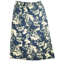 6 ROKU BEAUTY&YOUTH UNITED ARROWS ロク ビューティーアンドユース ユナイテッドアローズ 日本製 SATIN FLOWER PRINT SKIRT サテンフラワープリントスカート 8624-242-0109 38 NAVYのサムネイル