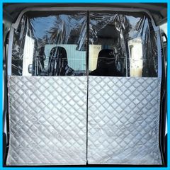 CARTIST 車内 間仕切りカーテン エアコン 仕切り ビニールカーテン 間仕切り パーテーション 軽バン エアコン効率アップ 軽自動車 飛沫防止 断熱 日焼け防止 分煙対策 開閉自由 ファスナー付き ほとんどの車種対応 (155*140cm)