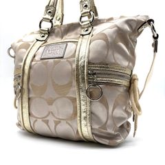 COACH y2k 2way poppy satin spotlight totebag コーチ ポピー サテン スポットライト トートバッグ 型番13843 メタリックゴールド ベージュ