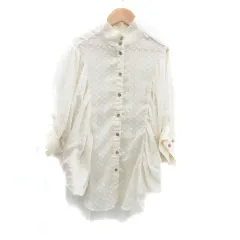 ムルーア MURUA シアーシャツ ブラウス ハイネック 長袖 ドルマンスリーブ ドット柄 F オフホワイト /HO18