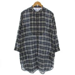 フォーティーファイブアールピーエム 45R 45rpm シャツ チュニック チェック ブラウス 長袖 0 ネイビー 紺 /☆G