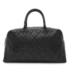 CHANEL シャネル マトラッセ ロゴ ハンドバッグ ミニボストンバッグ キャビアスキン レザー エナメル ブラック 黒 シルバー金具 A15685