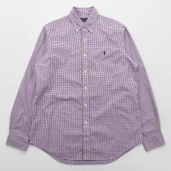 Polo Ralph Lauren ボタンダウンシャツ M チェック トリコロールカラー スモールポニー 刺繍 ロゴ