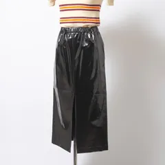 メゾンマルジェラ Maison Margiela エナメルスカート ミディ丈 フロントスリット レディース 38 イタリア製 ボトムス ミディスカート シャイニー レザー調 ハイウエスト モード タイト 光沢 USEDのサムネイル